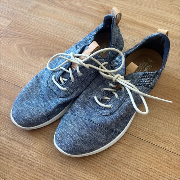 Toms Cabrillo Oxford Comfort Shoes Chambray Del Ray Blue Women’s Size 9 - Picture 1 of 8